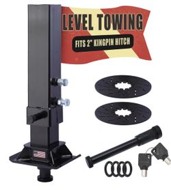 Gooseneck Trailer to 5th Wheel King Pin Adapter Kit, Fits 4" Square Tube, Adjustable Height for Level Towing, 30K Heavy Duty Capacity, Reinforced Guss