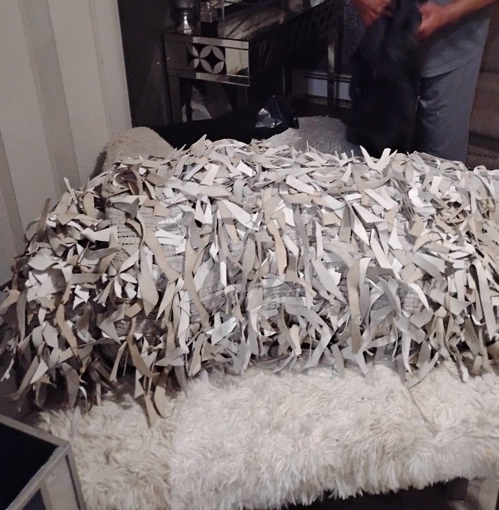 Grey Leather Strips Area Rug