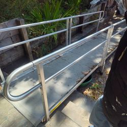 12 Ft Long Aluminum Wheelchair Ramp With Two Feet Extension At The Bottom