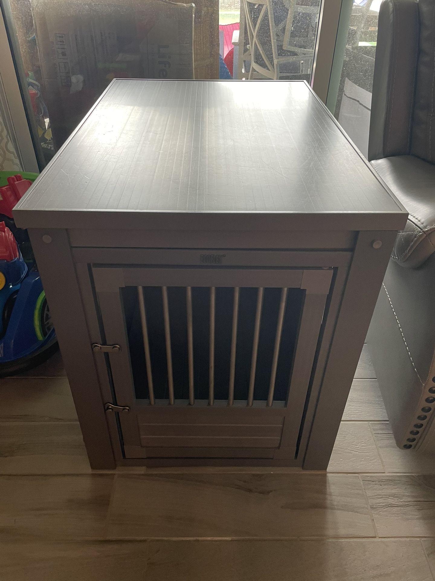 Ecoflex Large Dog Crate Kennel Cage End Table Gray Grey