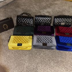Leather and Velvet purses