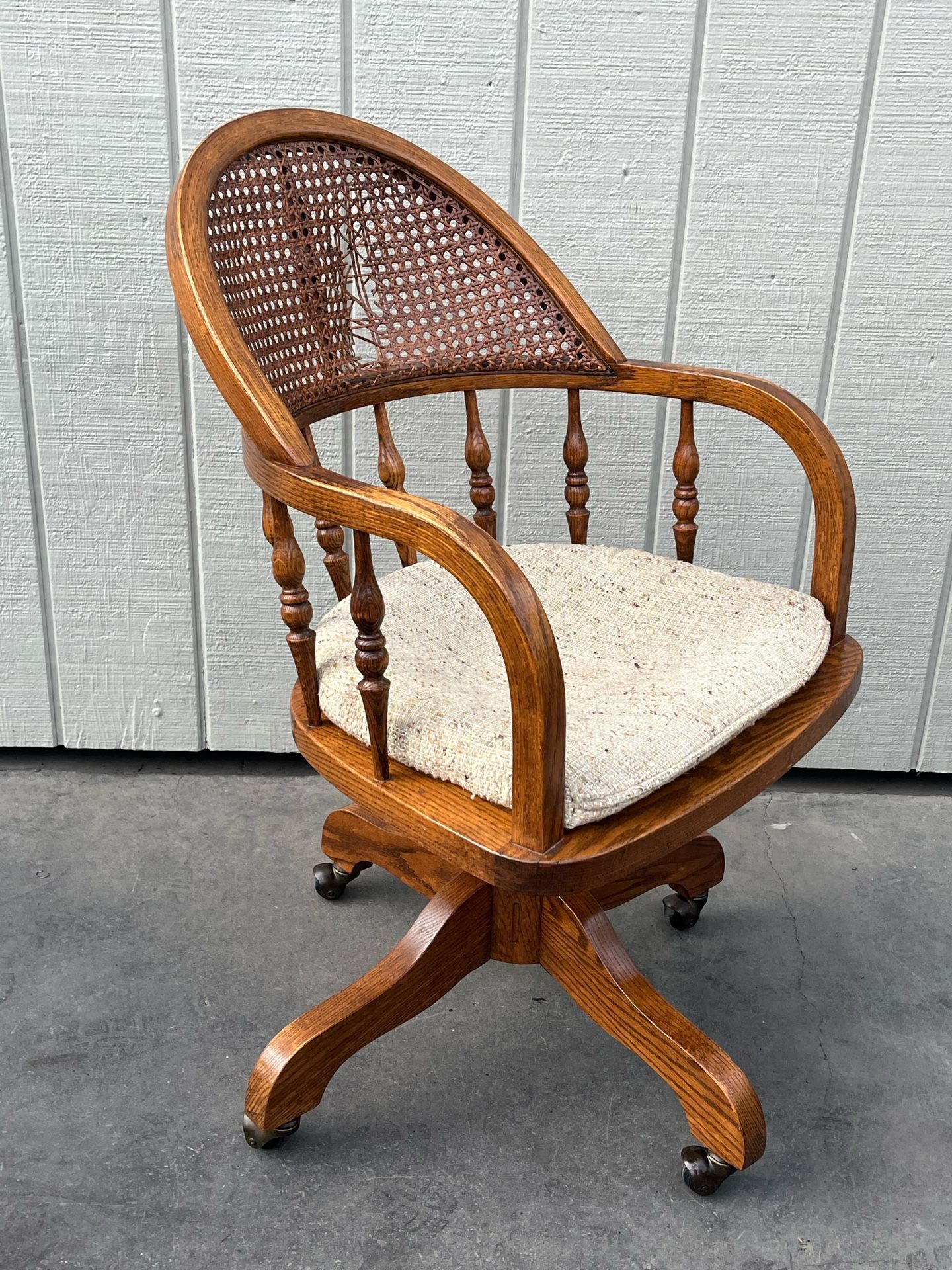 Antique Solid Oak Swivel Chair