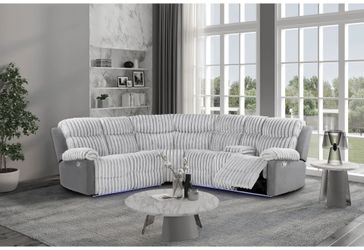 $54 Down – Grey Reclining Sectional Sofa with LED Lights & Console Storage
