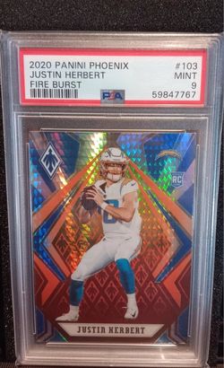 2020 Panini Justin Herbert Fire Burst PSA 9 NFL Chargers Football