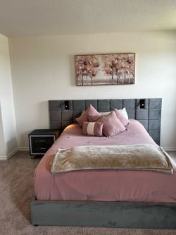 Queen Bedroom Set with XL Upholstered Headboard