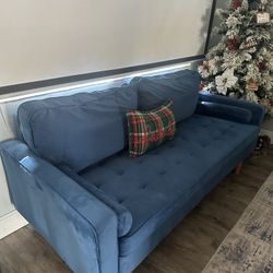 Velvet Space Blue Sofa and Loveseat for a small area