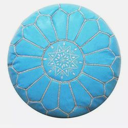 Beautiful Moroccan Pouf Ottoman Footrest Leather Hand made