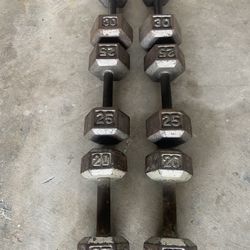 Steel Dumbbells 1$  A Pound.  Weights fitness gym.