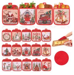 Christmas Pot Holders Set with Pocket