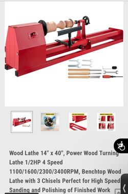 VEVOR Wood Lathe 14" x 40", Power Wood Turning Lathe 1/2HP 4 Speed