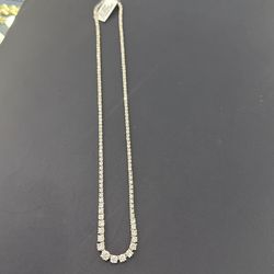14k Gold With Diamond Tennis Chain
