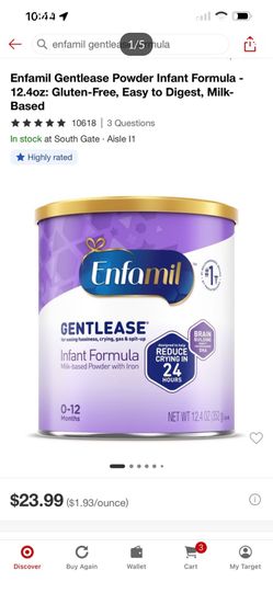 Enfamil Gentlease Powder Infant Formula - 12.4oz: Gluten-Free, Easy to Digest, Milk-Based
