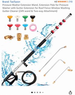 TaoTazon 24-Ft Telescoping Pressure Washer Wand & Gutter Attachments