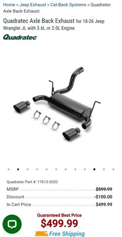 Exhaust for Jeep Wrangler JL 