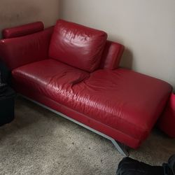 Leather Red Couch Made In Italy 