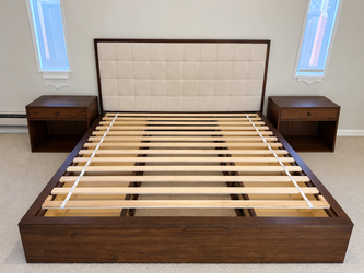 Crate & Barrel King Storage Bed + 2 Matching Nightstands