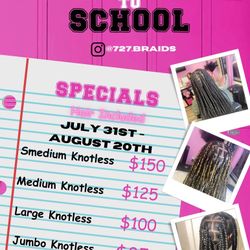 Knotless Braids Different Sizes Available 
