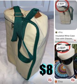 $8 Insulated wine 🍷 case/tote bag with 2 napkins 100% Cotton in great condition very nice item