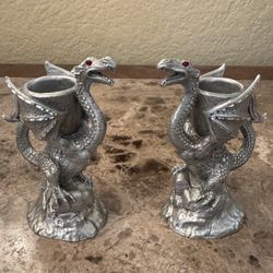 Pewter Dragon Candle Holders