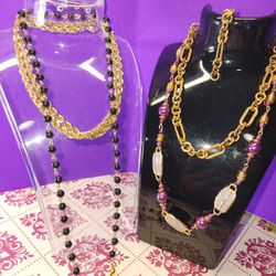 #1877, LOT VTG NECKLACES, 4 ITEMS. GOOD CONDITION 
