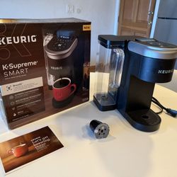 Keurig K-Supreme SMART Coffee Maker – Like New + Reusable Pod Adapter