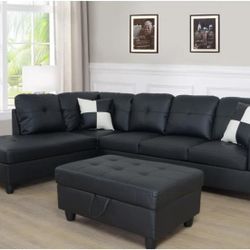 BRAND NEW 3 PIECES SECTIONAL SOFA COUCH SET WITH STORAGE OTTOMAN