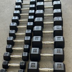 Brand New !! Rubber Hex Dumbbell Set 5-50LBS