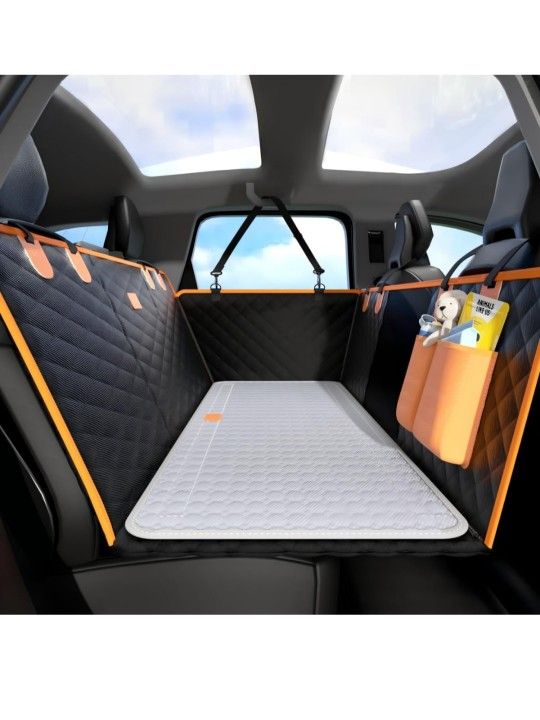 Dog Car Seat Cover for Back Seat Extender, Hard Bottom Pet Car Seat Protector, Non-Slip Durable Dog Hammock in Car SUV