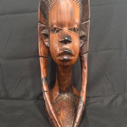 Hardwood Hand Crafted African Tribal Bust
