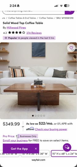 Rustic wood coffee table