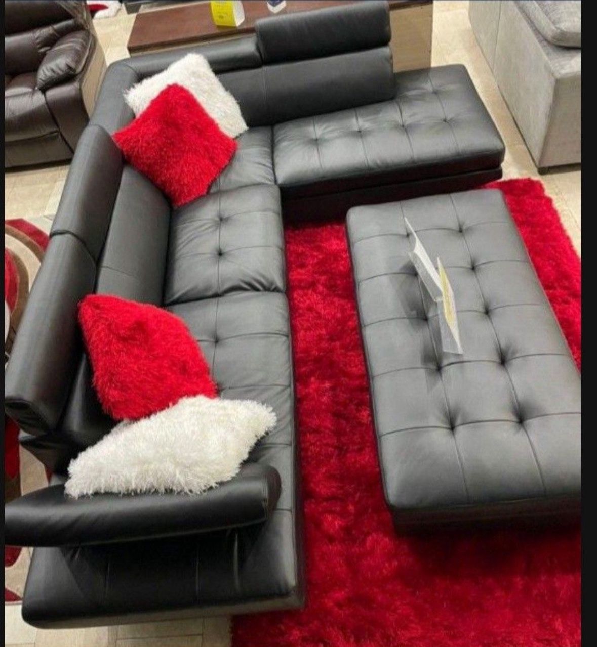 Black Friday sale now. Ibiza black sectional and ottoman set now only $999. Easy finance option. Same day delivery.