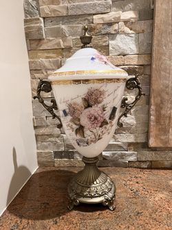 Classic Renaissance Glass And Metal Vase