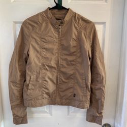 UGIZ Mens Casual Crew Neck  Zipper Zip Up Jacket Jumper Khaki Size XS. 