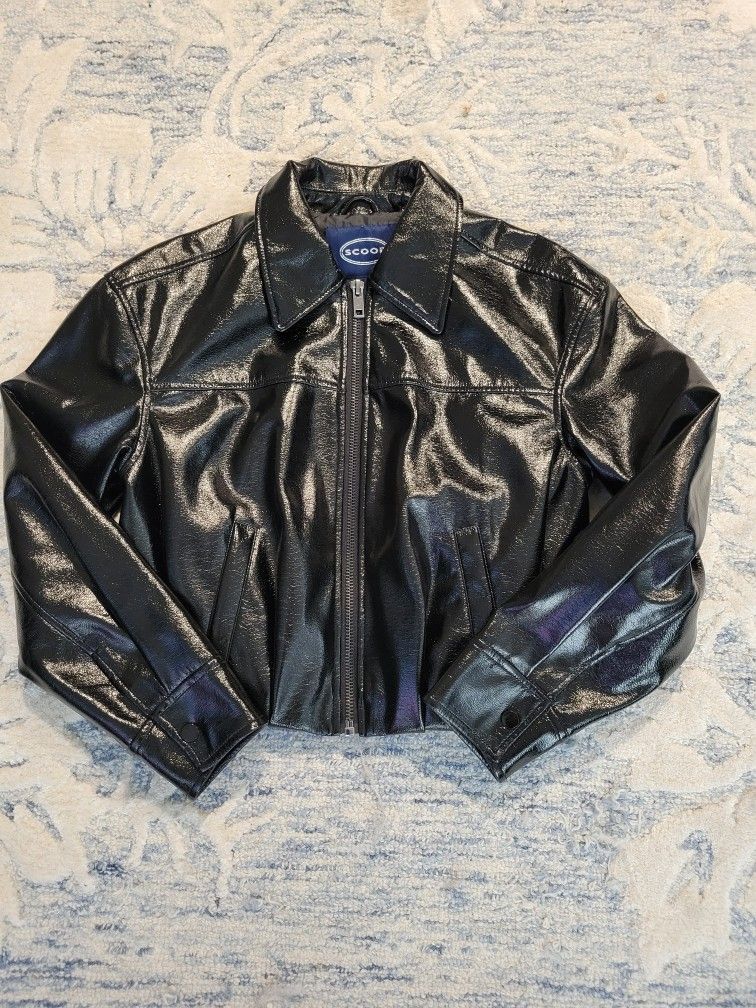 Black Leather Jacket With A Collar