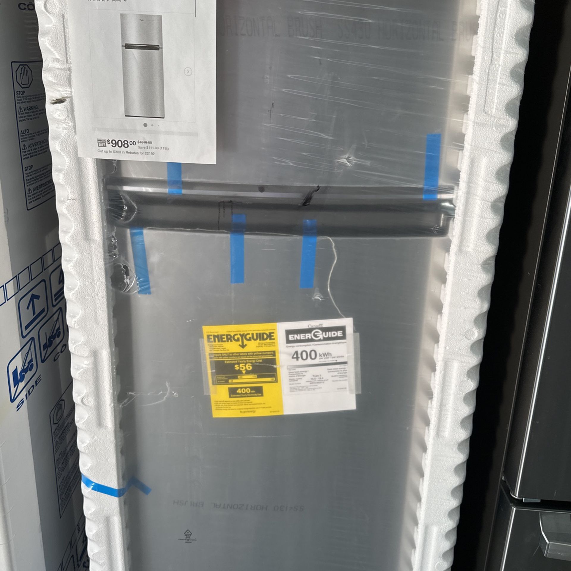 Whirlpool Brand New 18 Ft.³ Top Freezer Refrigerator Stainless Steel