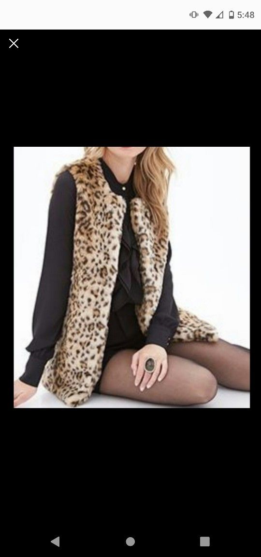 Inc Leopard-Print Faux-Fur Vest. BRAND NEW WITH TAGS