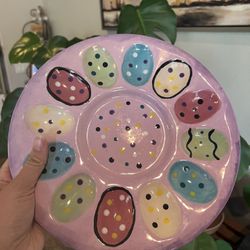 Ceramic Easter Decorative Egg Tray 10.5in