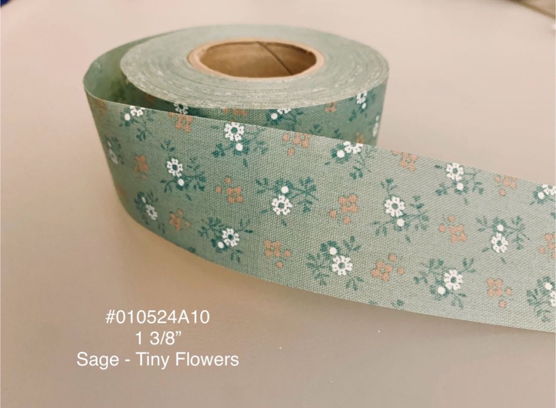 5 Yds of 1 3/8” Vintage Cotton Craft Ribbon W/ Tiny Flowers #010524A10