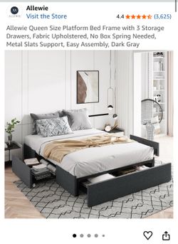 Queen bed frame with drawers
