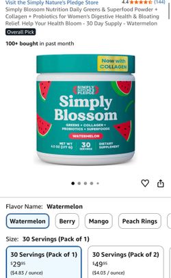 Simply Nature's Pledge Simply Blossomiu Nutrition Daily Greens & Superfood Powder 2 for $25