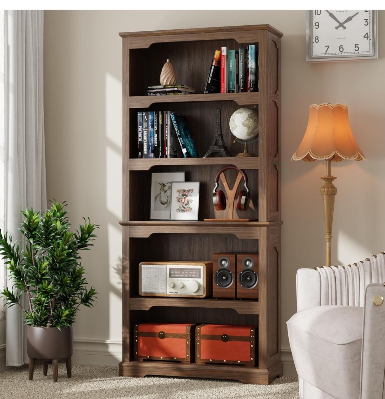 Tall Bookcase, 70 inch Height, 5-Tier Open Storage Shelf, 31.5 in Wide Standing Bookshelves for Home, Office, Bedroom, School, Library, 31.5W * 11.81D