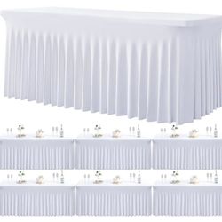 6 Foot White Rectangular Table Skirts