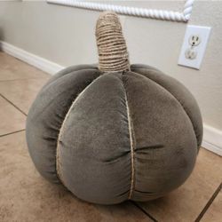 NEW Pottery Barn Cozy Velvet Large Pumpkin Pillow Moss Green Fall Halloween 