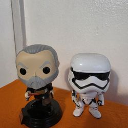 Funko Pop-Count Dooku, also known as Darth Tyranus and First Order Stormtrooper Pop Vinyl Figure.