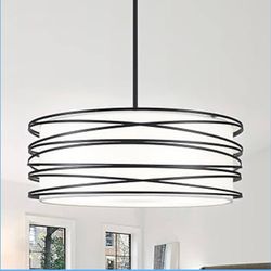 19.7'' 5-Light Black Drum Chandelier