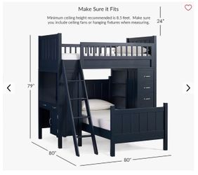 Pottery Barn Kids Bunks with Drawers and Desk-Navy