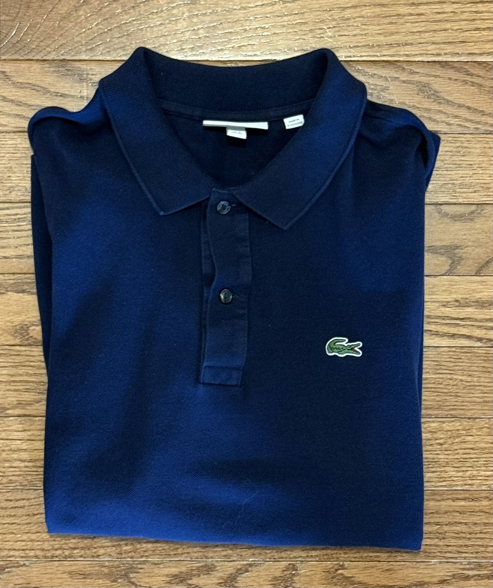 MENS LACOSTE SLIM FIT SKINNY NAVY BLUE POLO SHIRT Sz XL