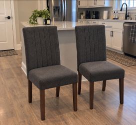 Gray Tufted Dining Chairs - Padded Seat - Wood Legs - Pine Frame
*New - Delivery*