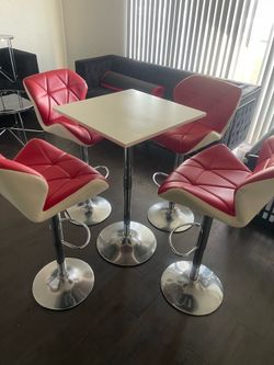 Bar stool chairs and table