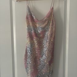 Pink And Silver Sequin Mini Dress (HOCO)